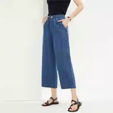 佐丹奴 纯棉薄松紧腰阔腿牛仔裤 女款