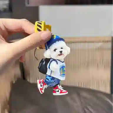 弗洛康 潮酷小泰迪小书包 可爱潮流钥匙扣挂饰 整蛊玩具