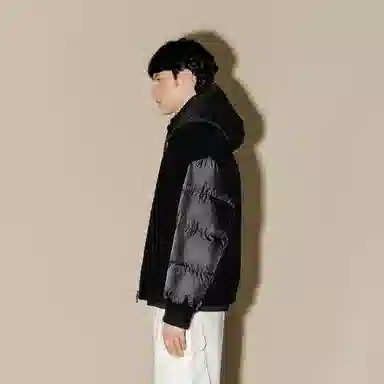 速写 短款棒球领保暖休闲舒适拉链羽绒服 男款 本黑