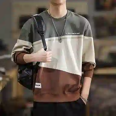 遨宇 美式复古休闲经典潮流极简风上衣户外百搭撞色卫衣 男款