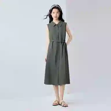 佐丹奴 两面穿绑带梭织背心无袖连衣裙 女款