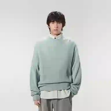 速写 纯色圆领休闲长袖套头毛衣 男女同款