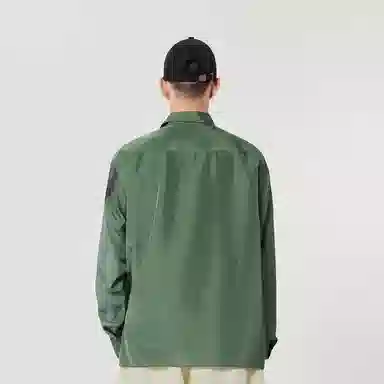 速写 撞色宽松落肩长袖衬衫 男女同款