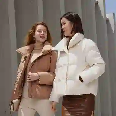 波司登 鹅绒立领短款厚款纯色面包服羽绒服 女款