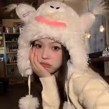 恩僾德 日系可爱大嘴萌丑搞怪保暖护耳显脸小防寒加厚套头潮 聚酯纤维 帽子 男女同款情侣款