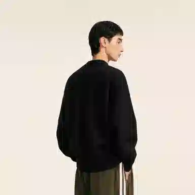 速写 羊毛混纺宽松纯色时尚套头圆领简约优雅毛衣 男款