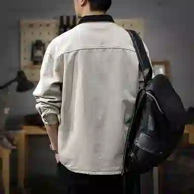 遨宇 美式复古潮牌宽松休闲工装长袖衬衫 男女同款