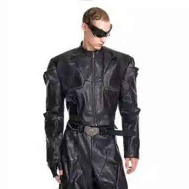 START EXCEED END Dark Alien Deconstructed Leather Jacket