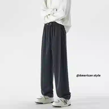 童先森 宽松拖地运动纯色直筒休闲裤 男款