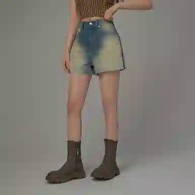 CHUU Vintage Washed High Waist Denim Shorts
