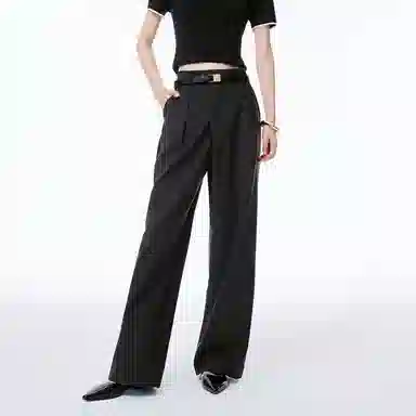 太平鸟 简约舒适纯色休闲裤 女款 黑色