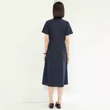 佐丹奴 收腰梭织衬衫式时尚短袖连衣裙 女款