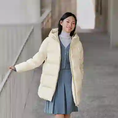 Bosideng 90 Down Hooded Mid-Length Coat