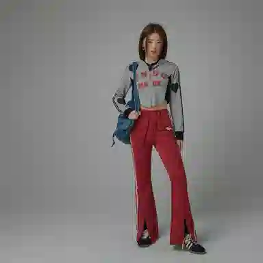 CHUU Letter Print High Waist Flared Pants