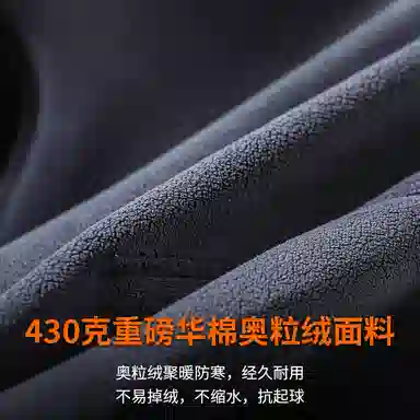 季言 重磅加绒加厚保暖拉链开衫奥粒绒卫衣 男款