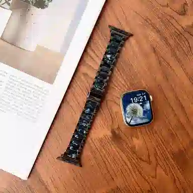 老佳 苹果适用 手表表带 金属 树脂材质 时尚树脂拼接金属表带男女通用