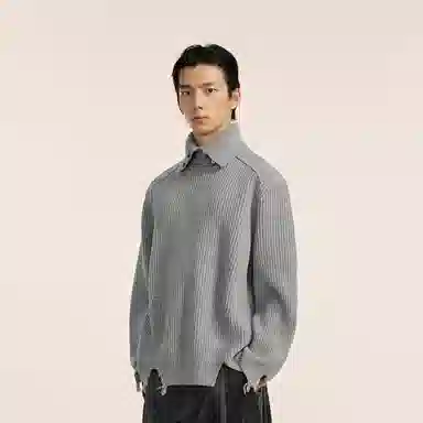 速写 破坏个性宽松时尚高领舒适毛衣 男款