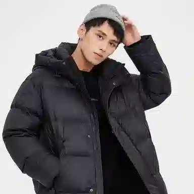 美特斯邦威 国潮纯色休闲长款连帽羽绒服 男款