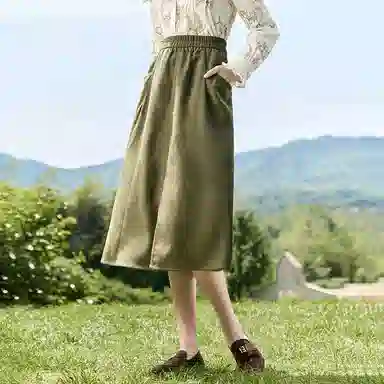 茵曼 田园法式双口袋休闲短裙