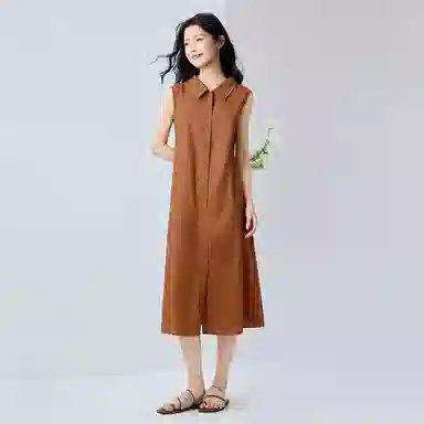 佐丹奴 两面穿绑带梭织背心无袖连衣裙 女款