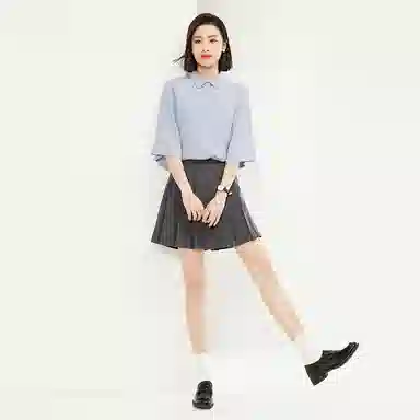 佐丹奴 纯色休闲梭织五分袖衬衫 女款