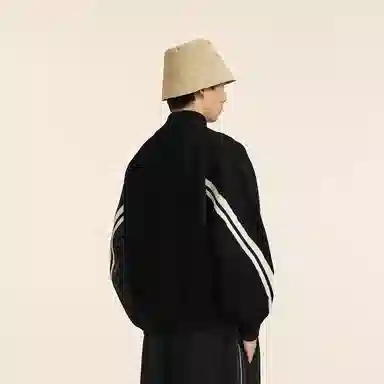 速写 拼接拉链个性舒适拼色半高领毛衣 男款