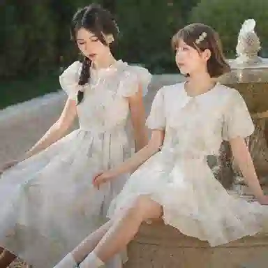 森女部落 仙气碎花系带裙子高腰小个子半身裙 女款 杏色