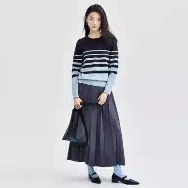 佐丹奴 简约条纹圆领套头针织衫 女款