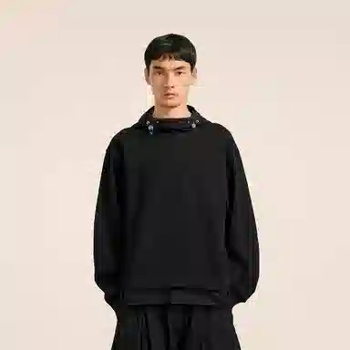 速写 舒适假两件宽松抽绳百搭休闲长袖卫衣 男