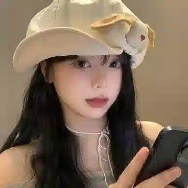 恩僾德 日系小狗翻檐云朵高颜值小众百搭复古显脸小 涤纶 贝雷帽 男女同款情侣款