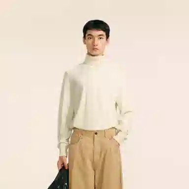 速写 羊毛修身内搭高领简约舒适保暖时尚休闲纯色厚款长袖毛衣 男款
