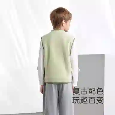 英氏 舒适洋气纯色百搭马甲中小童