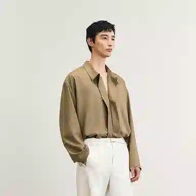速写 纯色简约优雅宽松长袖衬衫 男款