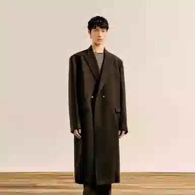 速写 戗驳领合体休闲舒适简约长款大衣 男款