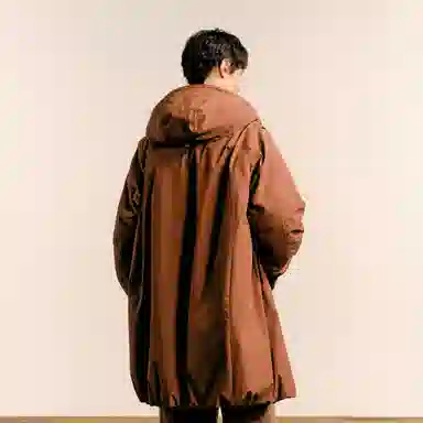 速写 中长款通勤设计纯色连帽保暖大口袋羽绒服 男款