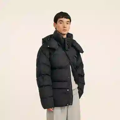 速写 宽松连帽中长款长袖保暖加厚休闲外套舒适羽绒服 男款
