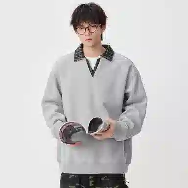 童先森 翻领套头日系复古潮牌卫衣 男款