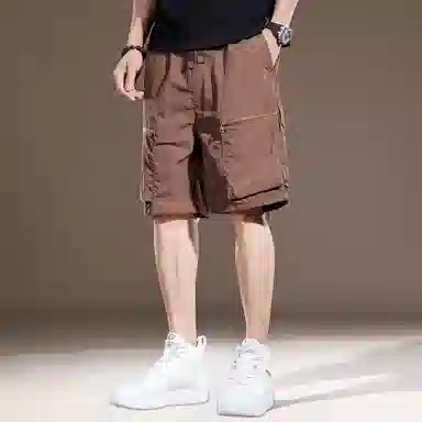 贵色 夏季 纯色口袋废土风男装机能风高端美式冰丝速干潮牌英伦风设计感宽松直筒休闲运动五分裤工装短裤 男女同款 基础色（黑灰白等）