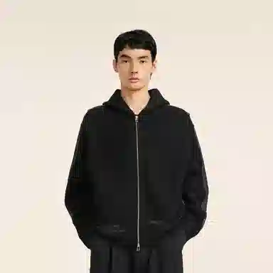 速写 拼接连帽拉链长袖休闲街头毛衣 男款