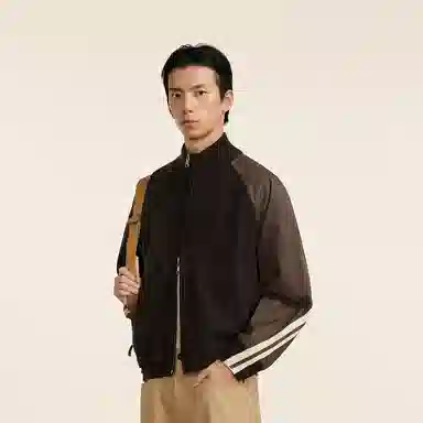 速写 拼接拉链个性舒适拼色半高领毛衣 男款
