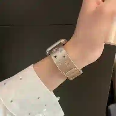 老佳 苹果适用 手表表带 金属材质 星芒彩钻手镯表带男女通用