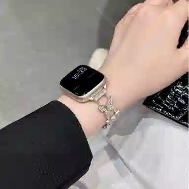老佳 苹果适用 手表表带 金属材质 蝴蝶闪钻男女通用