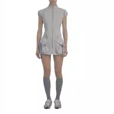 SCULPTOR Cargo Zip-Up Dress Ice Gray