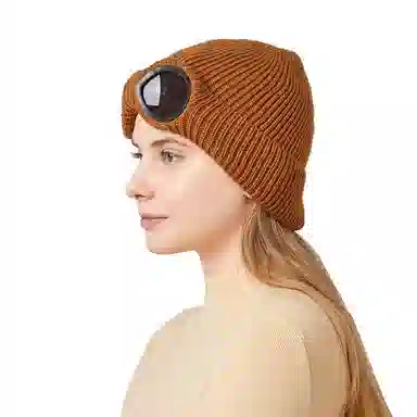 恩僾德 秋冬季飞行员眼镜百搭潮人冷帽滑雪帽子显脸小保暖小众百搭高颜值护耳朵 针织 绒线帽 男女同款情侣款