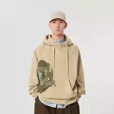速写 图案印花套头连帽卫衣 男女同款