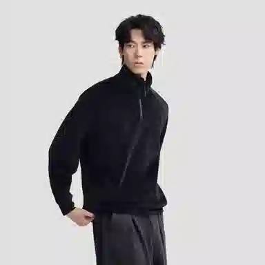 HERBEL Half-Zip Casual Sweatshirt Black