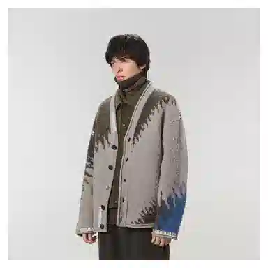 速写 休闲撞色长袖毛针织衫 男女同款