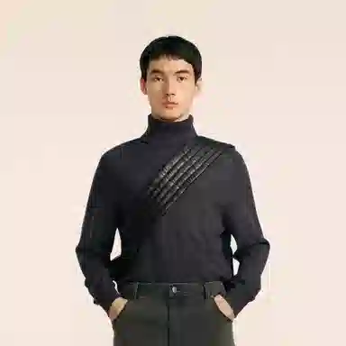 速写 羊毛修身内搭高领简约舒适保暖时尚休闲纯色厚款长袖毛衣 男款