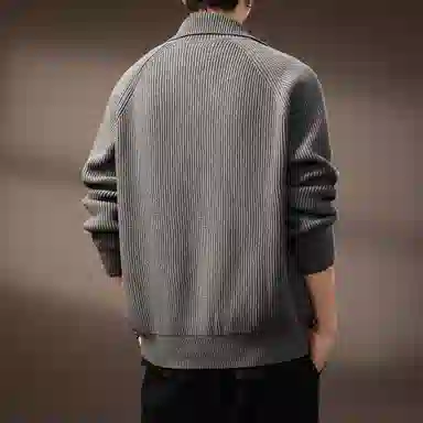 贵色 美式轻熟风双拉链毛线衣开衫休闲翻领保暖针织衫 男女同款