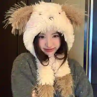 恩僾德 甜美可爱小众百搭秋冬季高颜值护耳帽御寒骑车保暖大头围显脸小 聚酯纤维 绒线帽 男女同款情侣款